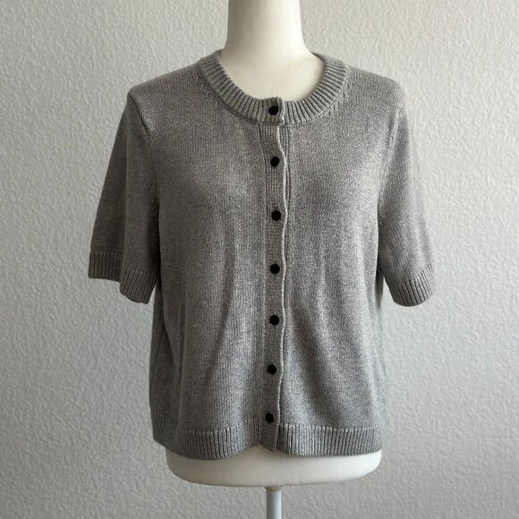 Abercrombie & Fitch Short-Sleeve Button-Up Cardigan – Gray – Size M - Picture 2 of 8